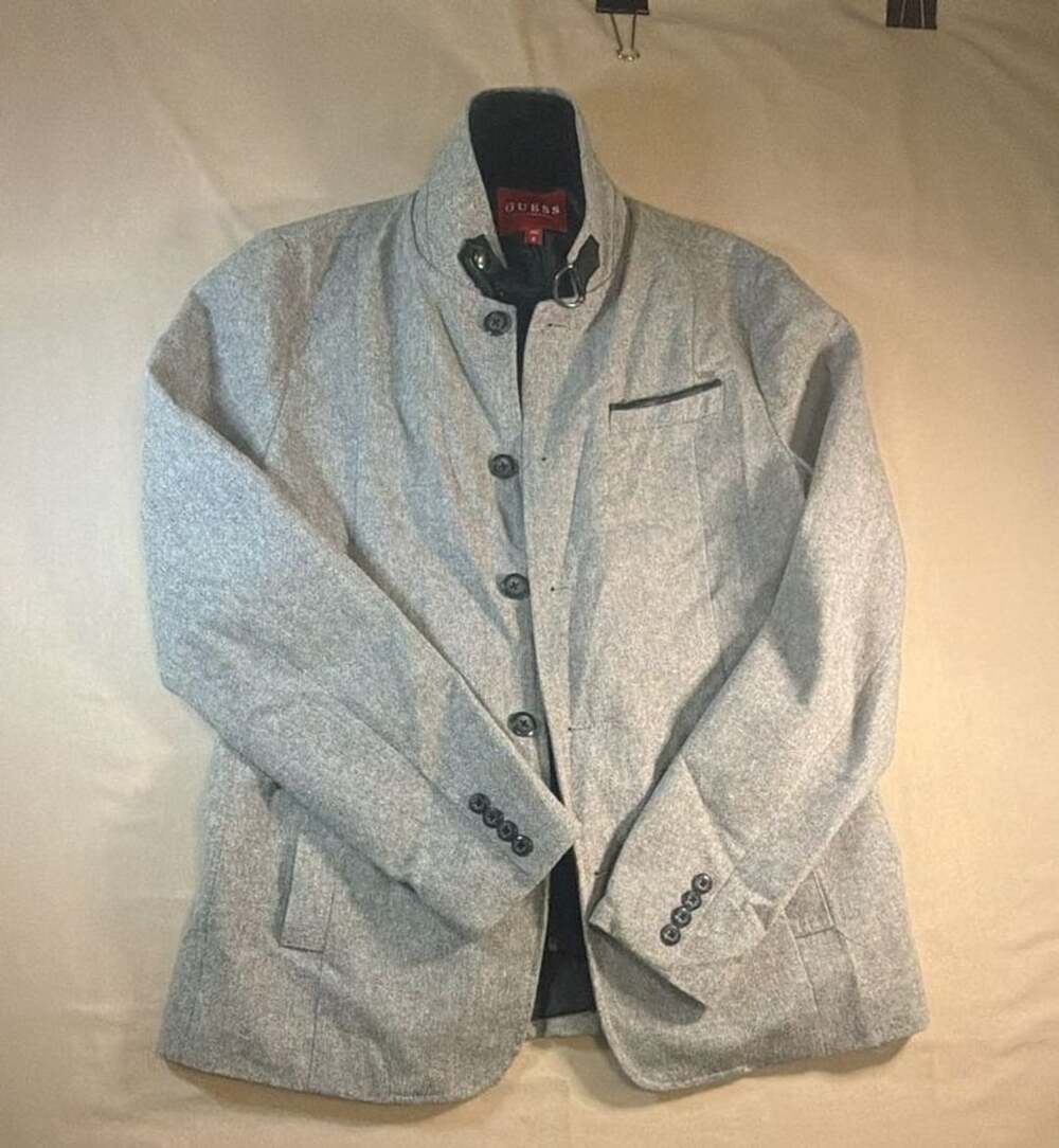 GUESS Jacket Size M Grey Wool Blend Blazer Coat